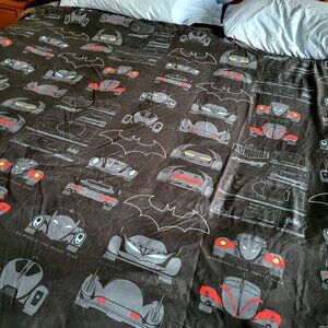 Batman DC Comics Twin Flat Sheet Black Batmobiles Throughout the Years Franco